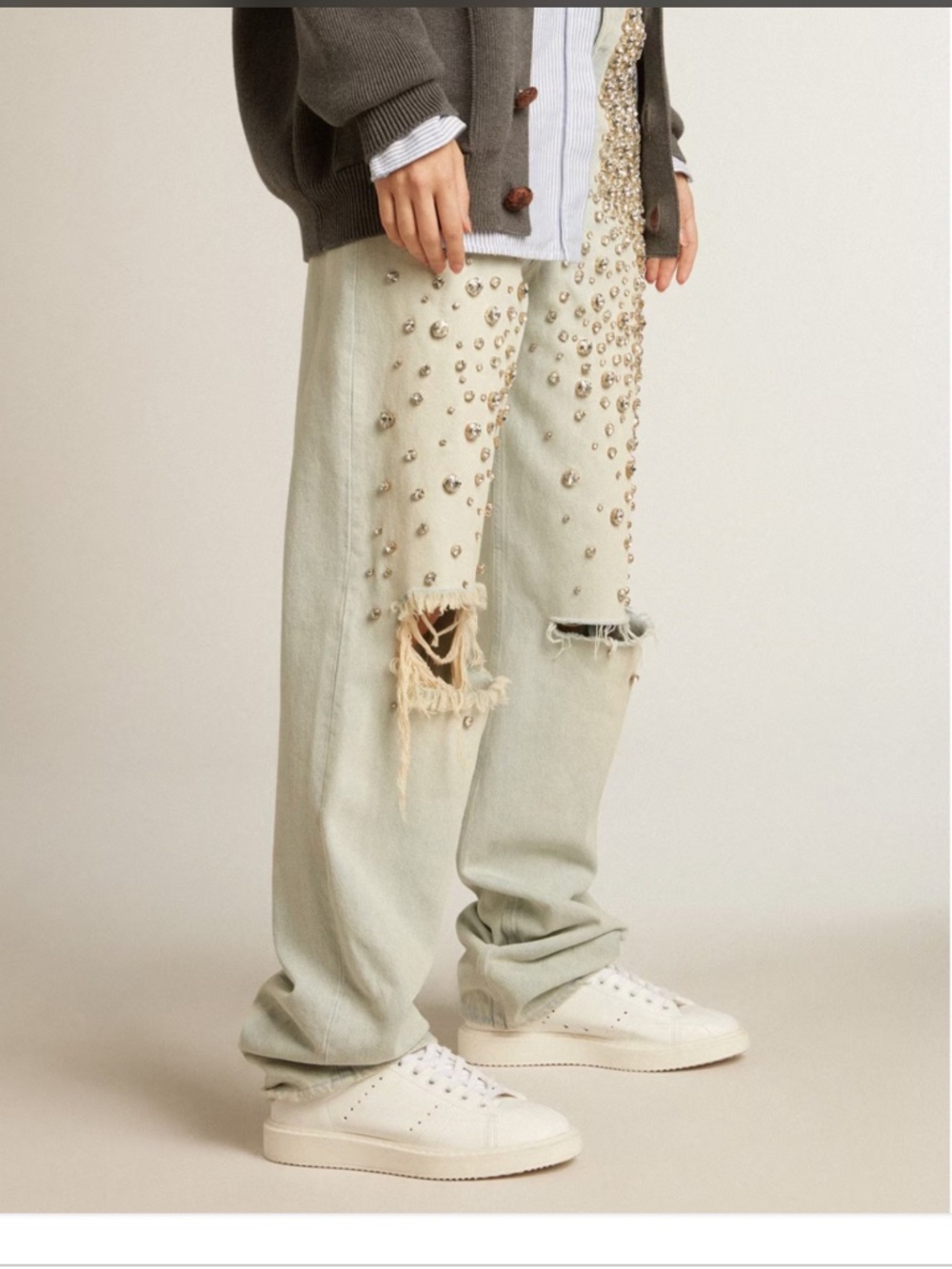 Golden Goose VCE Starter Sneakers White Silver Glitter Size 39 Excellent Cond